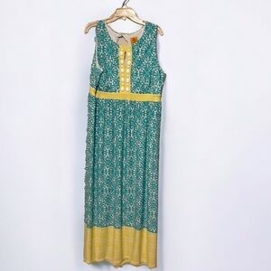 Ruby Road maxi sleeveless dress , aqua/ yellow. XL